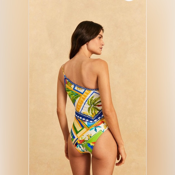 Farm Rio Bahia Mixed Scarves One-Piece Swimsuit - Picture 4 of 8